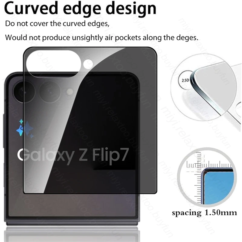 Privacy Glass & Camera Protector for Samsung ZFlip7: 4-in-1 Anti-Spy Case
