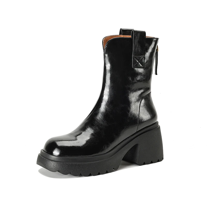 

Wool Back Zipper Solid Ankle Boots 2023 Winter Elegant Women Shoes High Heel Round Toe Black White Fur Short Boot