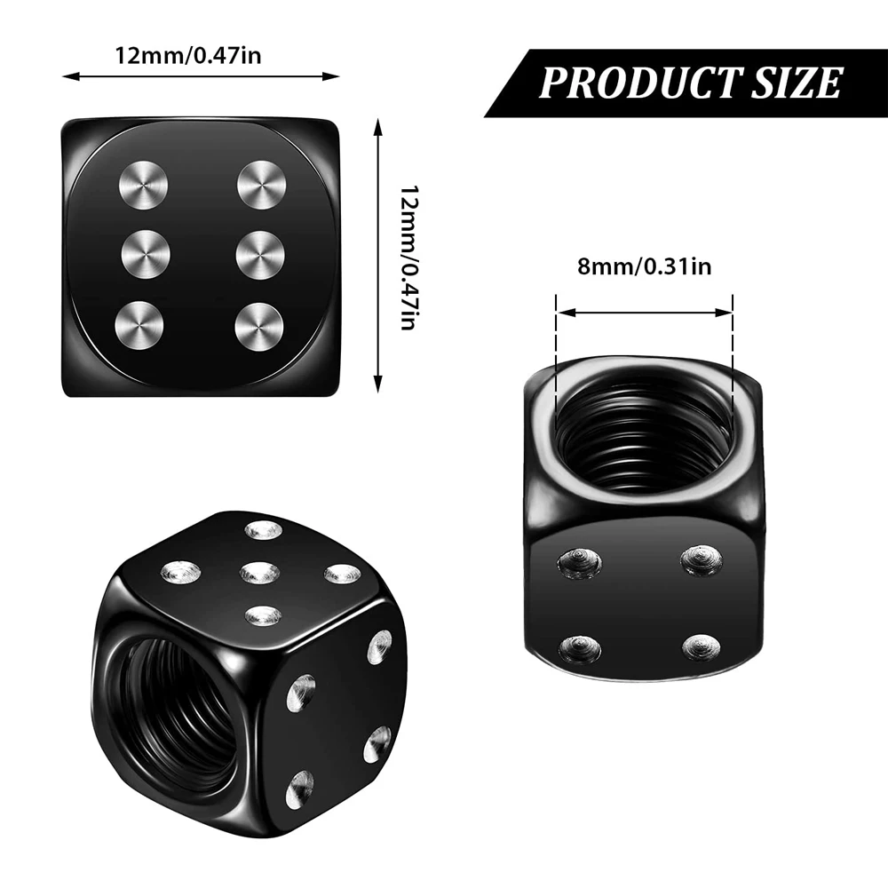 Aluminum Dice Tire Valve Caps – Set of 4 6