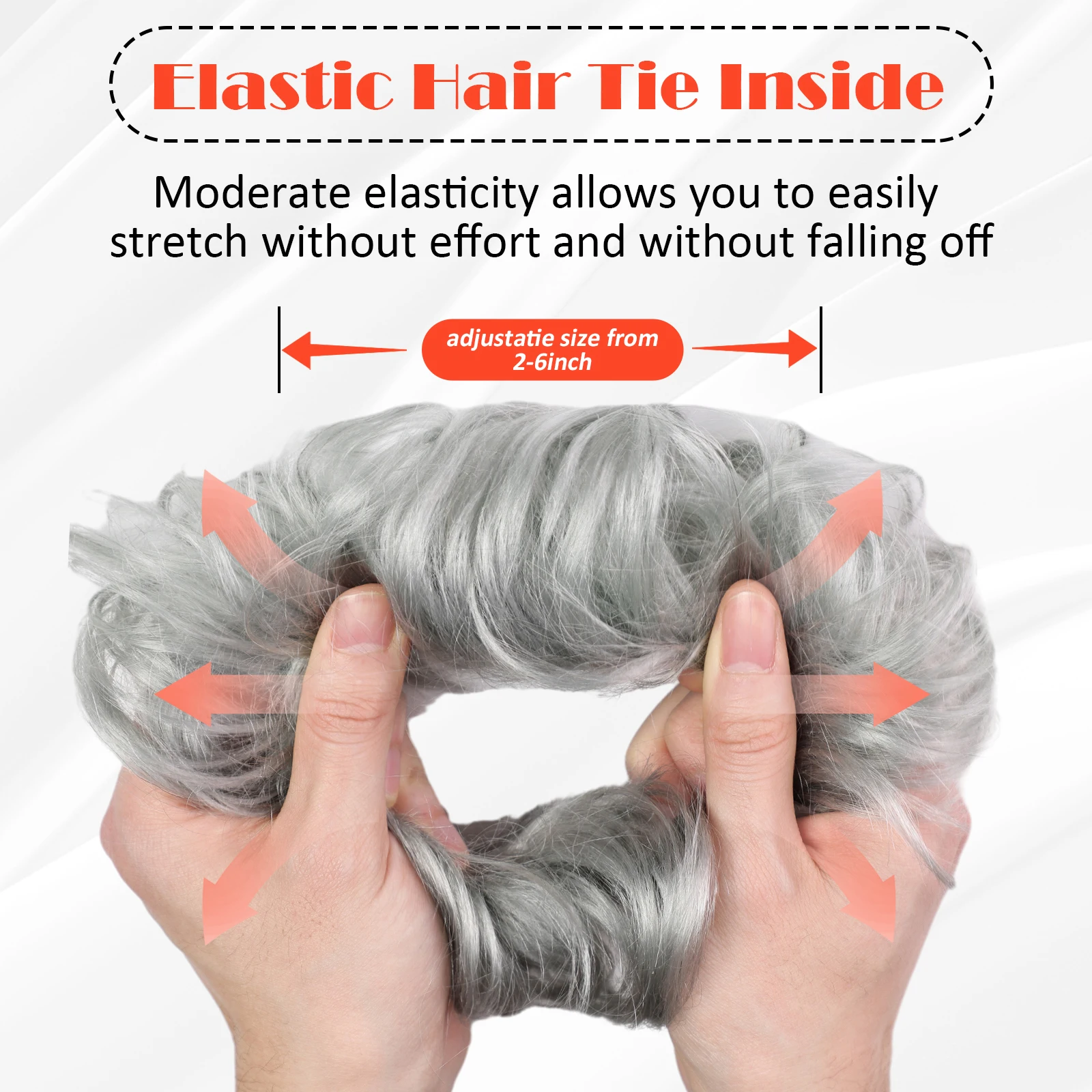 Gray Human Hair Messy Hair Bun Curly Chignon Extensions With Rubber Band 100% Human Messy Bun Piece for Women