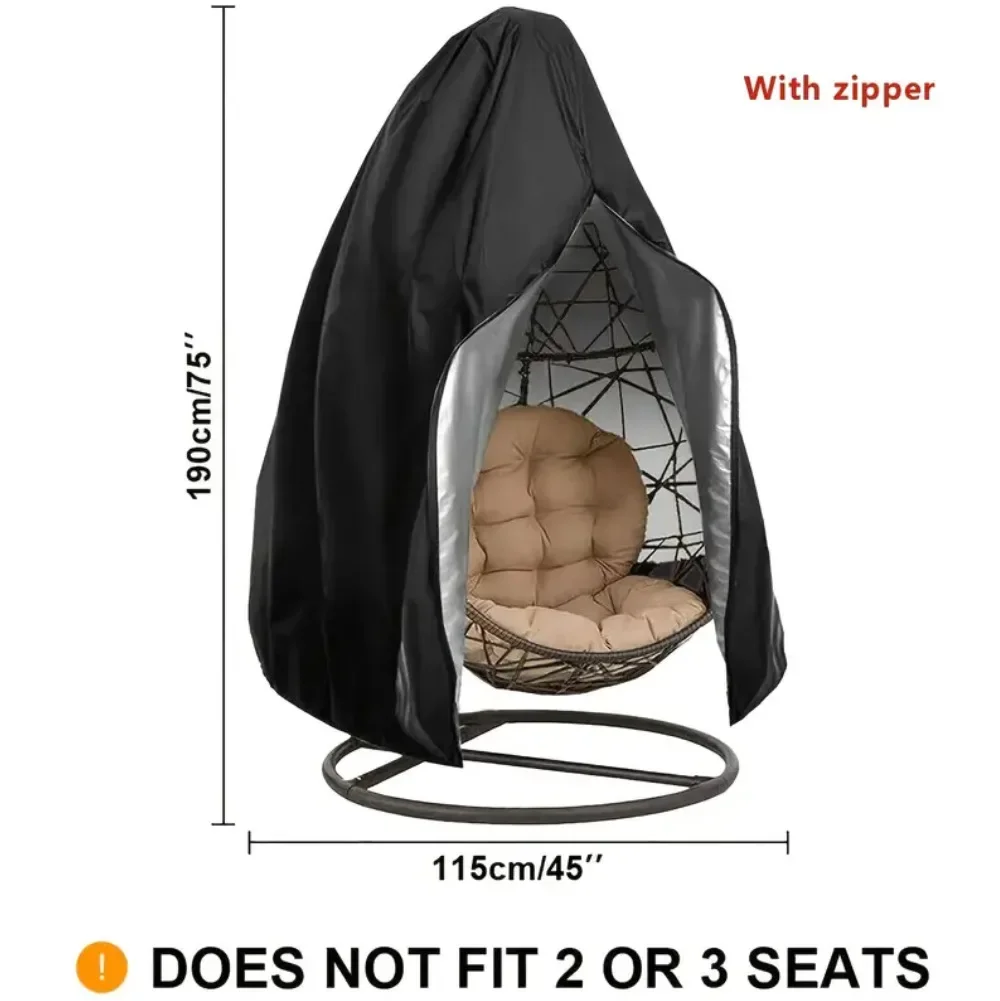 Chair Cover Waterproof 210D Heavy Duty Patio Hanging Egg Chair Cover Single/Double Seat Cocoon Swing Chair Protector Garden Dust