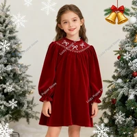 Robe de fête de noël bébé fille arc princesse à volants finition robe mode vacances de noël automne hiver porter enfants fille robe 2