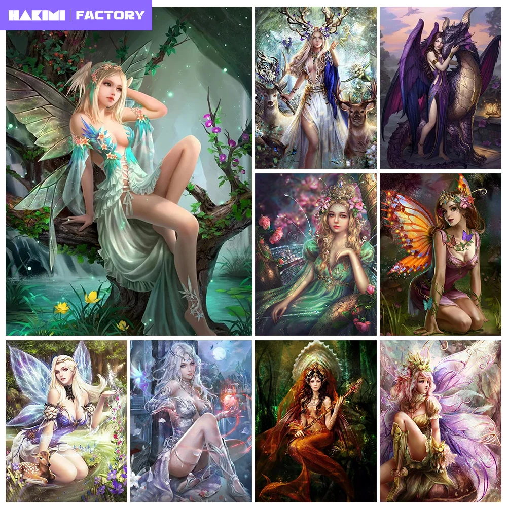

AB Diamond Painting Magic Elves Fairy Picture Full Diamond DIY Mosaic Cross Stitch Kits Embroidery Rhinestone Home Decor