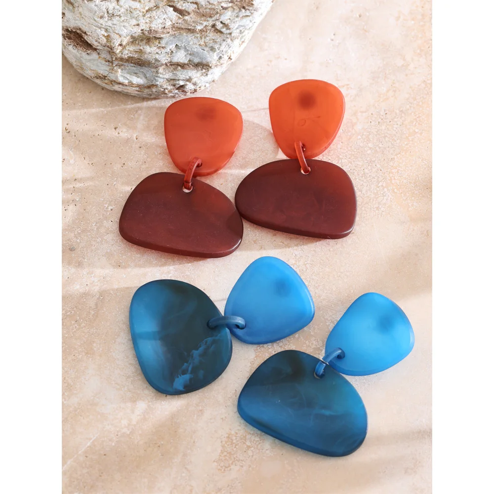 Yhpup Blue Red Acrylic Geometric Drop Dangle Fashion Earrings for Women