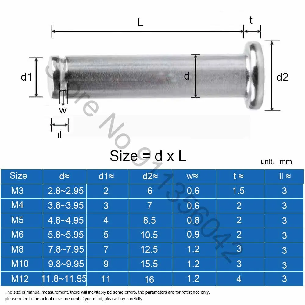 1/5x M3 M4 M5 M6 M8 M10 M12 304 Stainless Steel Flat Head Bearing Cylindrical Positioning Axis Roll Dowel Pin With Shaft Circlip