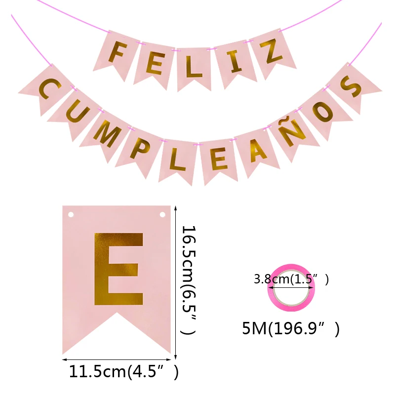 Party Decorations Birthday Banner Birthday Streamers 1set Paper Bunting Garland spanish language Banners Flags Birthday Party Happy Birthday Decoration Supply Baby Shower Decoration