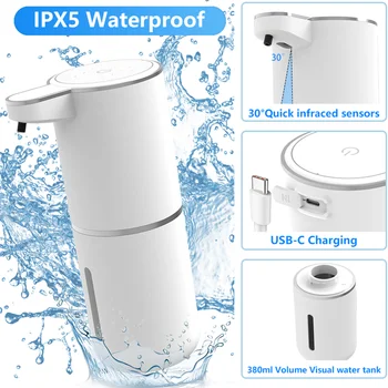 Alternative view of 380ML Touchless Tabletop Or Wall-Mounted  4-Levels Adjustable Foam/Liquid Automatic Smart Sense Soap Dispenser Hand Wash Machine