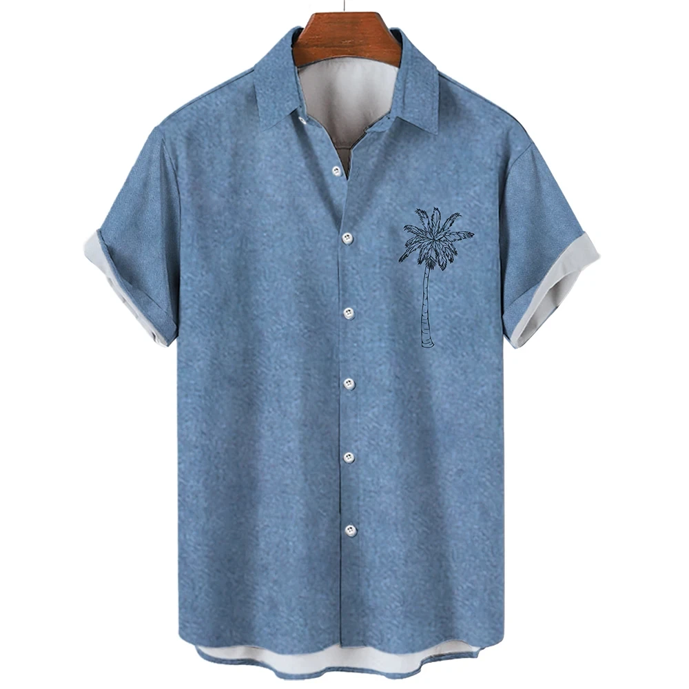 thumbnail image 1 of Camisa de manga corta con estampado 3D de árbol de coco para hombre, estilo hawaiano, para vacaciones en la playa, holgada, de talla grande, para verano de 2024, 1 of 5