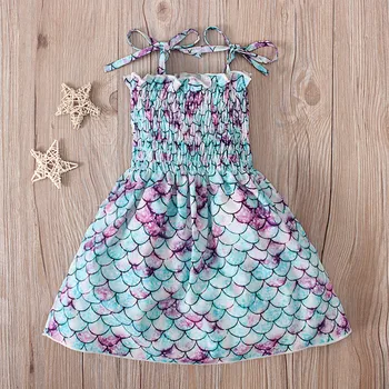Children Girl Dress Summer Elegant Sling Princess Dresses Flower Print Kids Beach Sundress Casual Cotton Baby Girl Clothing 3