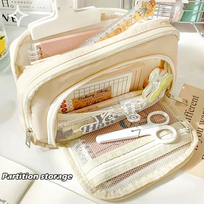 다기능 연필 케이스 대용량 지퍼 연필 파우치, 학생 학용품 문구 거치대 상자, Ins 스타일