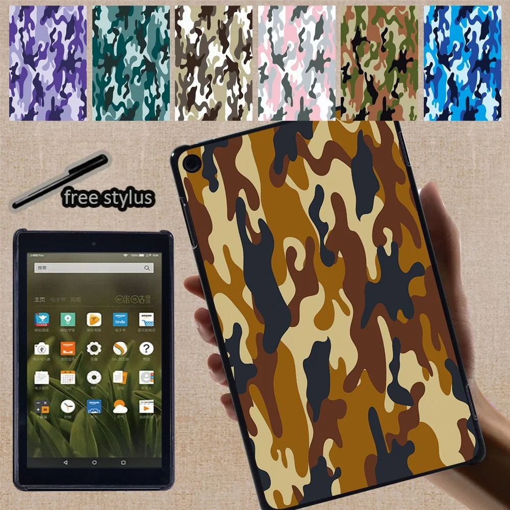 

Tablet Case for HD 10 Plus Gen/5th/7th/9th/11th/Fire 7(5th 7th 9th)/ HD 8 Plus Gen/6th/7th/8th/10th Camouflage Print Back Shell