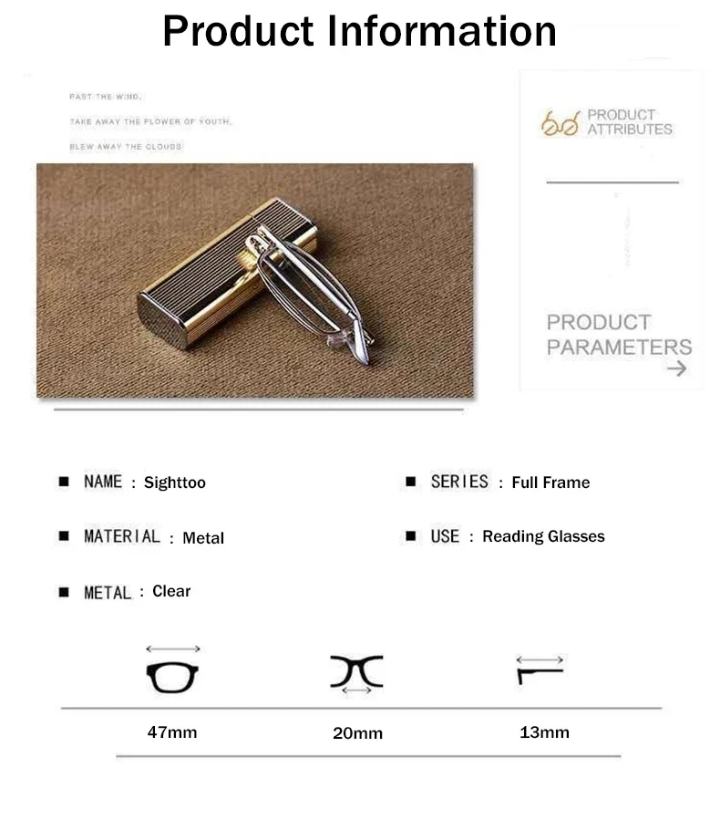 Faltbare tragbare Lesebrille Anti-Ermüdungs-Natur kristallglas linse Hochwertige hoch auflösende Antibes chlag brille – Detail 3