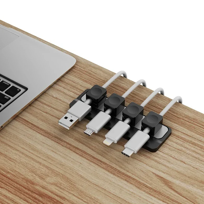 Cable Organizer Magnetic Cable Clips Smooth Adjustable Cord Holder Under Desk Management Pad Wire Keeper