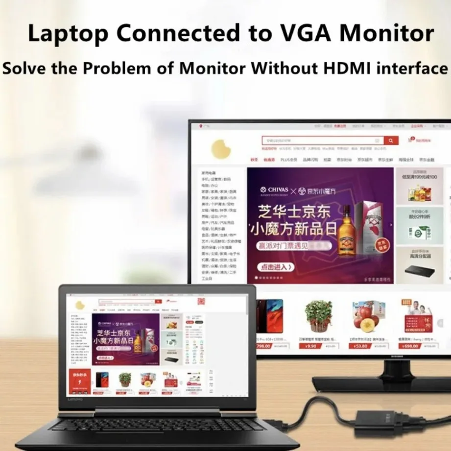 HDMI-compatible to VGA Adapter With Audio Cable Converter HD1080P for PC Laptop to HDTV Projector