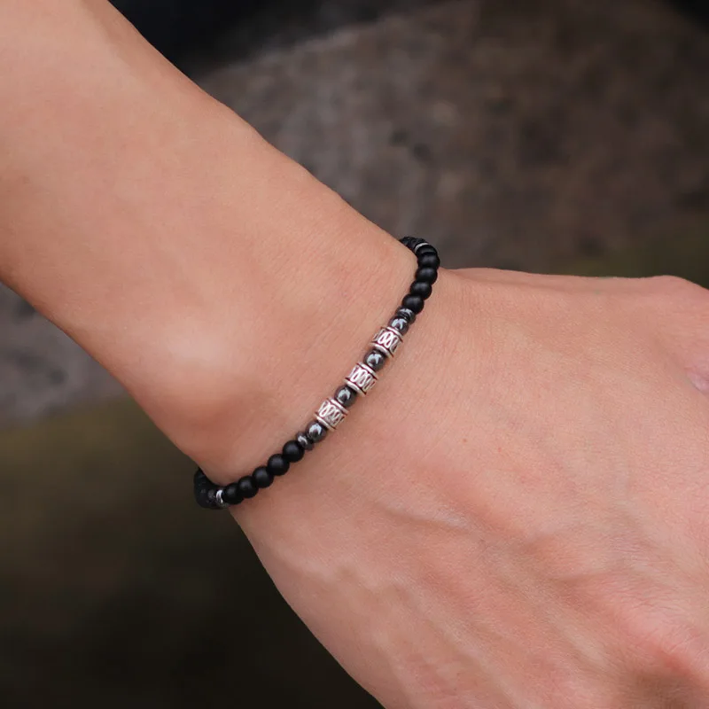 Natural Stone Beads Elastic Bracelet for Men and Women