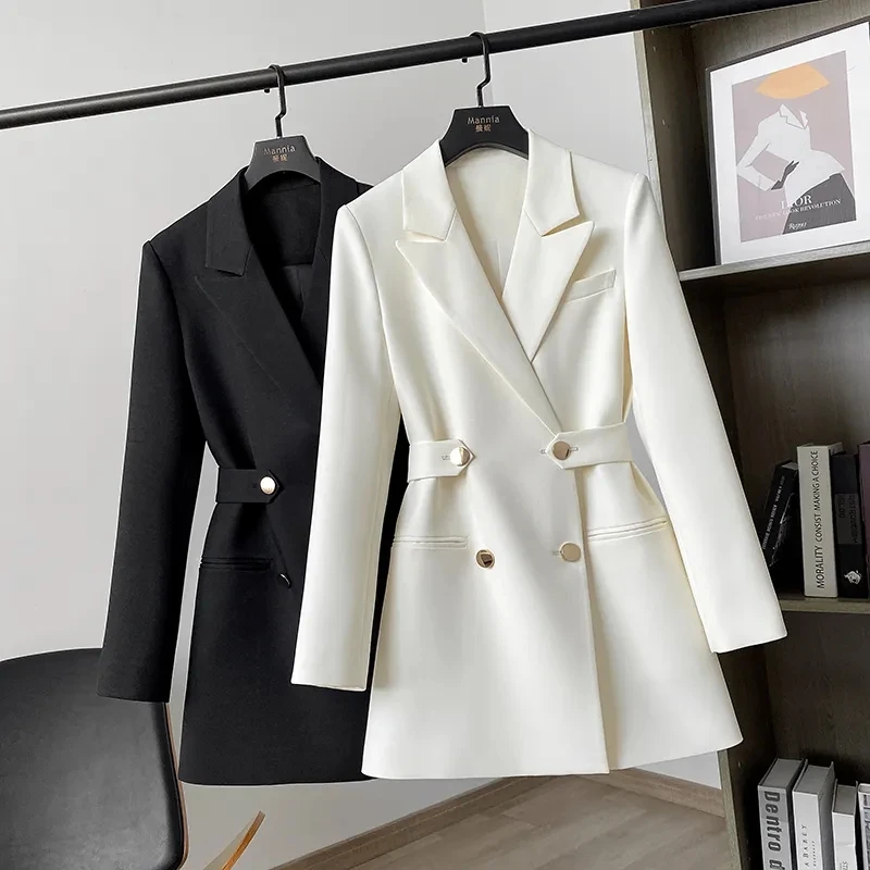 

White Business Office Suit Jacket Women's 2023 Autumn Winter New Slim Female Blazer Coat Double breasted Casual Outwear Tops