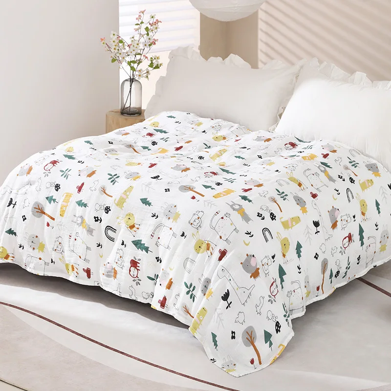 150x200CM Baby Summer Cool Blanket Bamboo Cotton Breathable Sweat-absorbing Double Gauze Blanket Home Children Adult
