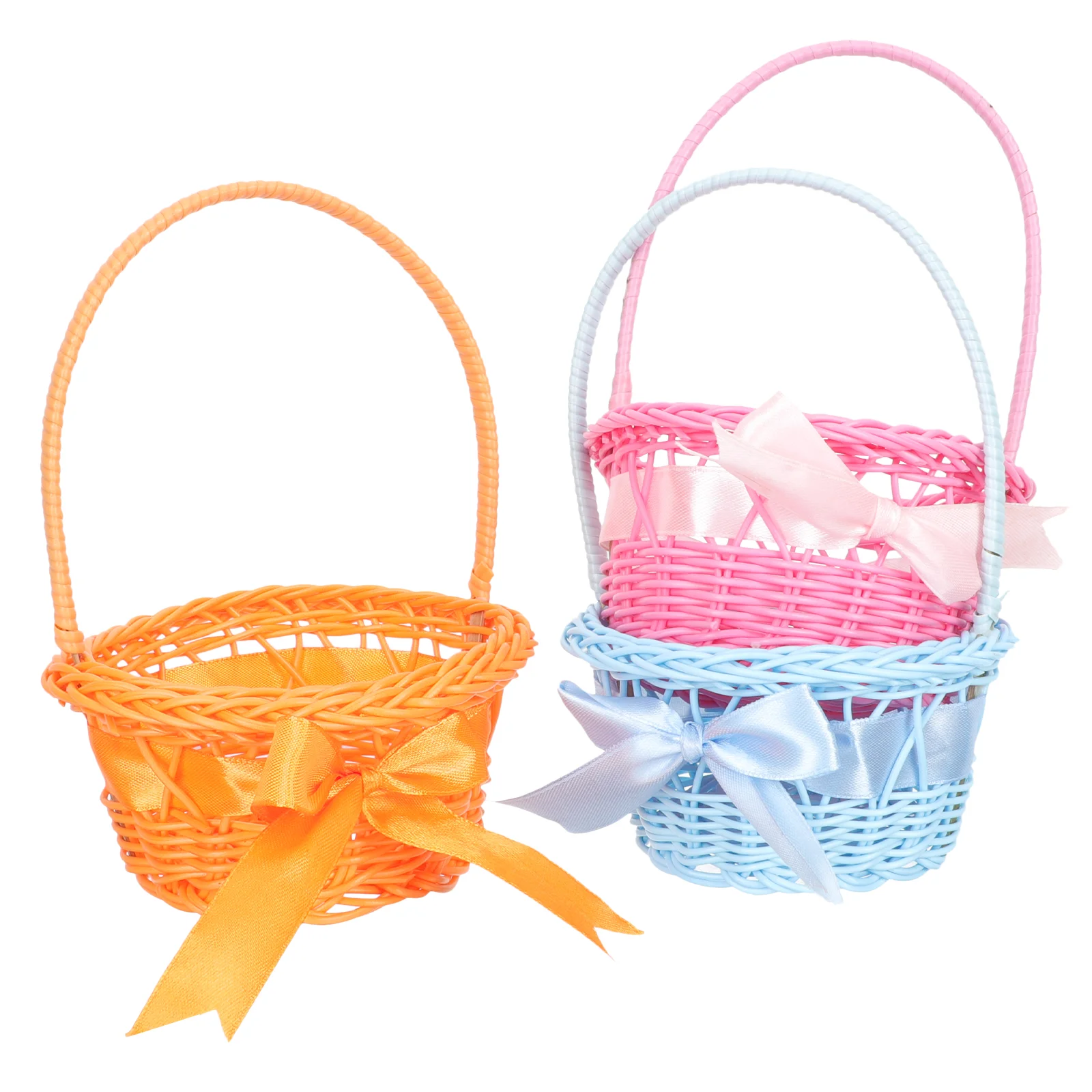 

3 Pcs Portable Flower Basket Festival Storage Container Easter Egg Woven Baskets Food Creative Plastic Eggs