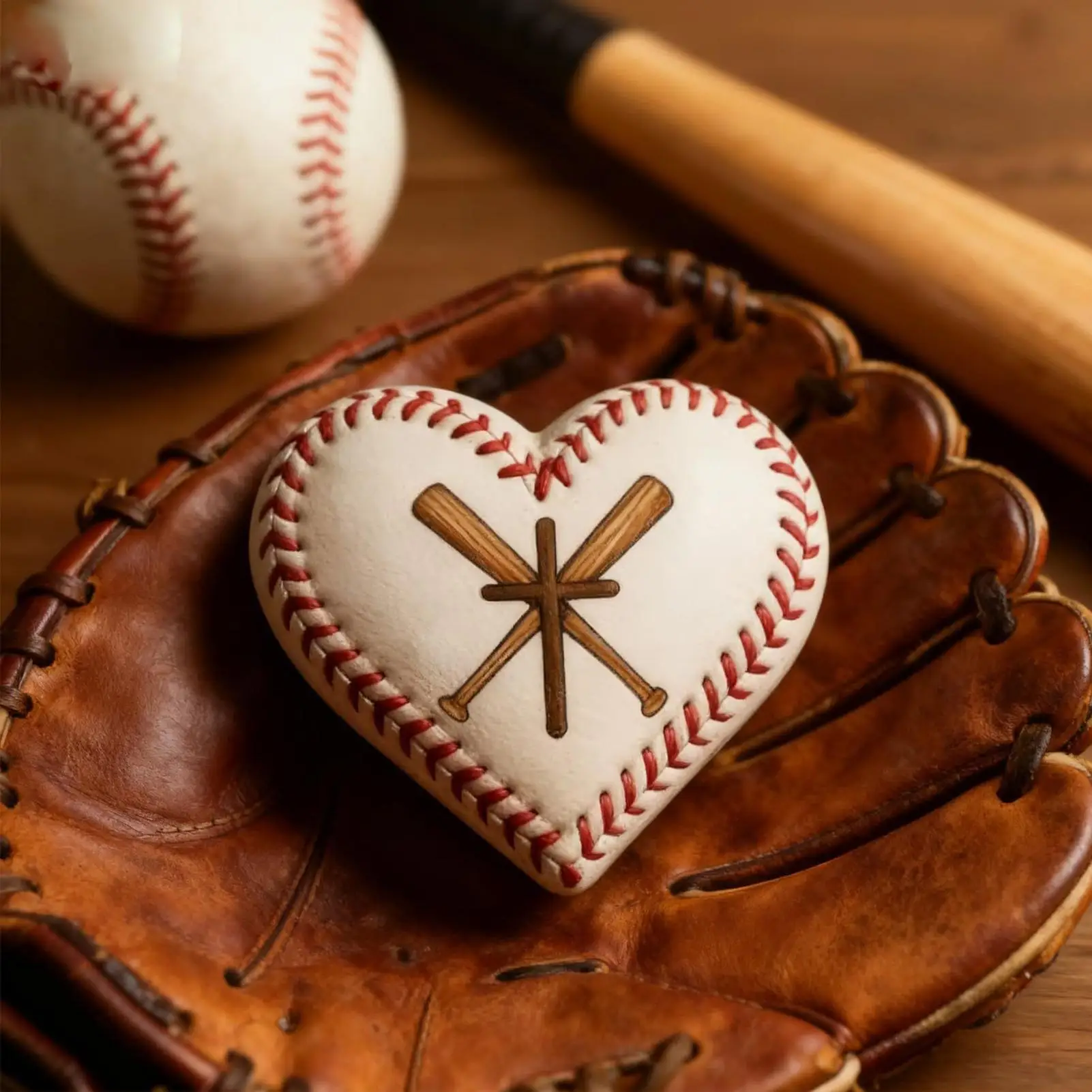 Pocket Baseball Hug Heart Shape Inspirational Souvenir Sports Fan Motivational Collectible For Players Athletes Practice Field