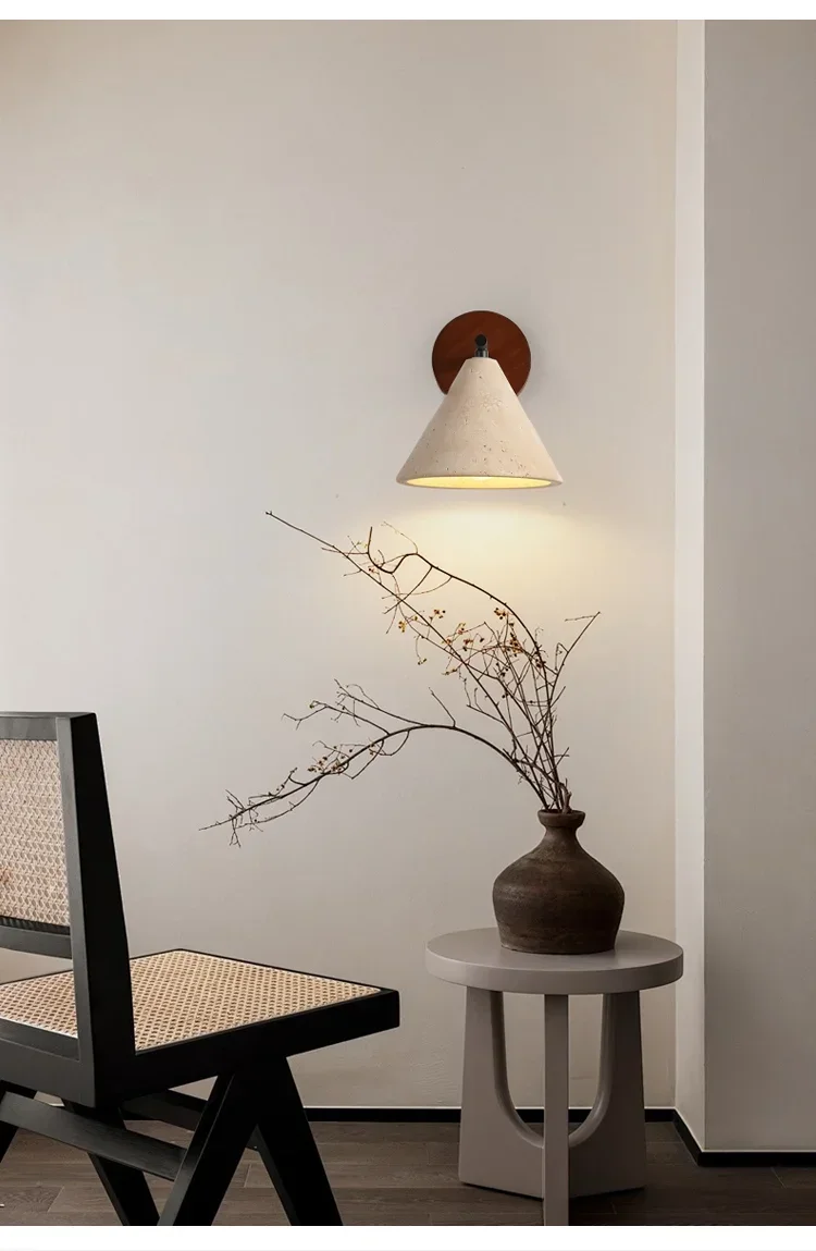 Natural Stone Travertine Wall Lamp Sconce Image 1