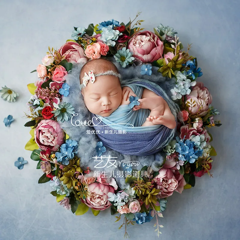 

Newborn Photography Props Nordic Simulation Flower Wreath Baby Photo Shoot Props Photography Accessories Christmas Wedding Decor