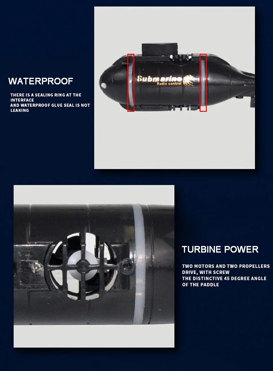 TEMPSA LED RC Bateau Sous-marin à Distance Télécommande Jouet Noël Cadeau - Jeux - Jouets