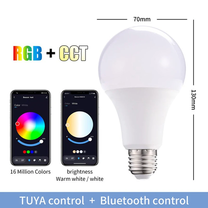 

15W Blue-tooth Control Smart Light Bulb, E27 RGB LED Lamp Dimmable Home Decor