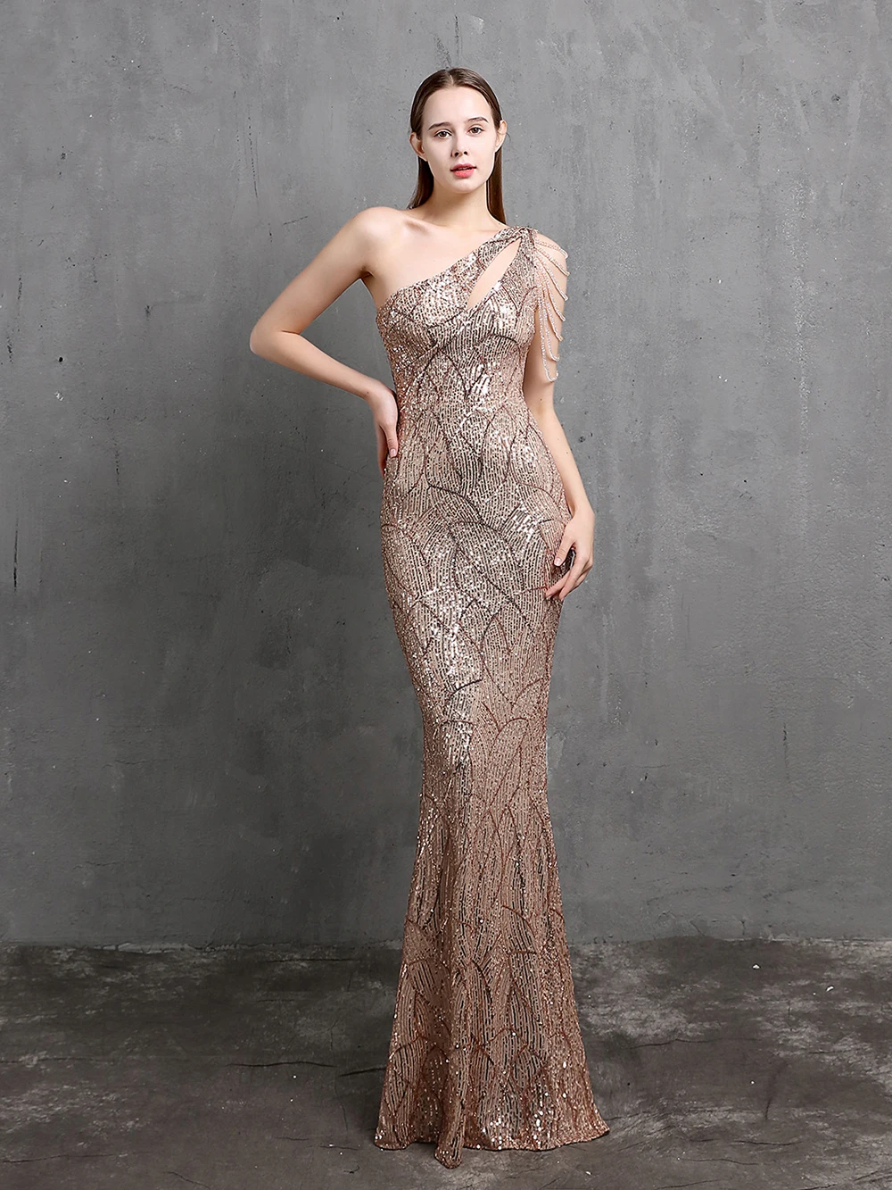 

Mvozein Evening Dress 2023 Sequin One Shoulder Mermaid Prom Dress Glitter Elegant Party Dress for Women Formal Occasion Dress