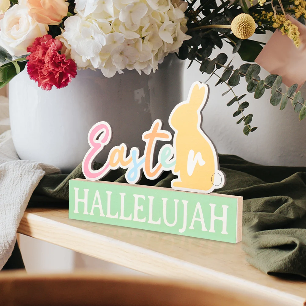 

3 Pcs Easter Decorations Table Signs Wooden Centerpiece House for Home Tabletop Desktop