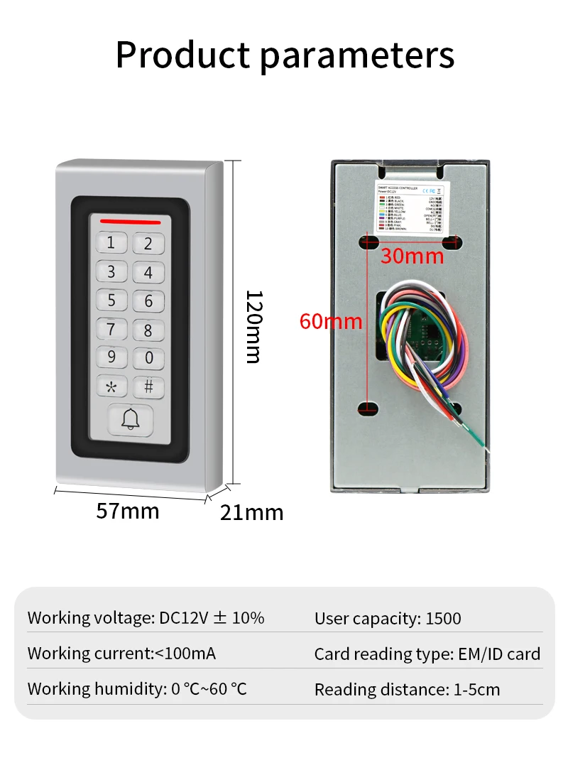Standalone RFID Reader Access Control Keypad 2000 User Access Control System Doo
