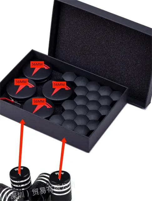 56MM 4PCS 25PCS 29PCS Wheel Center Hub Caps for T-es la Model 3/SX Y Center Cap Set & Wheel Lug Nut Cover Kit T esla Decorations Black Red 29PCS BOX