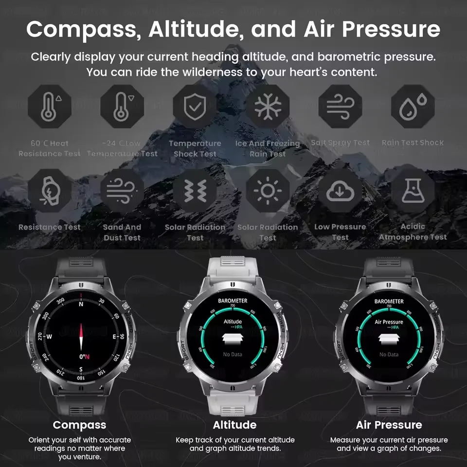2025New T-Rex 3 Ultra GPS Smart Watch 1000mAh Battery AMOLED HD Men 10ATM&IP69K Waterproof Outdoor Fitness Military Call Watches