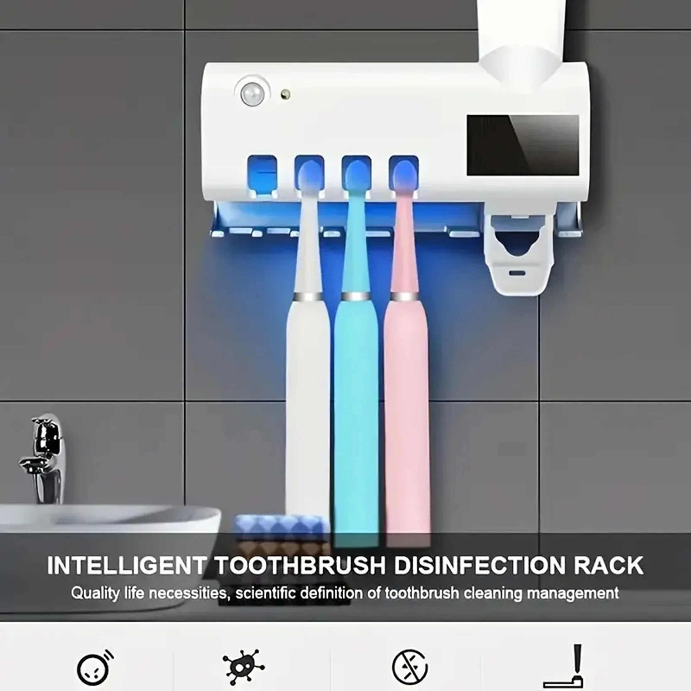 Toothpaste dispenser 1PC bracket type automatic toothbrush and dust-proof wall mounted for bathroom