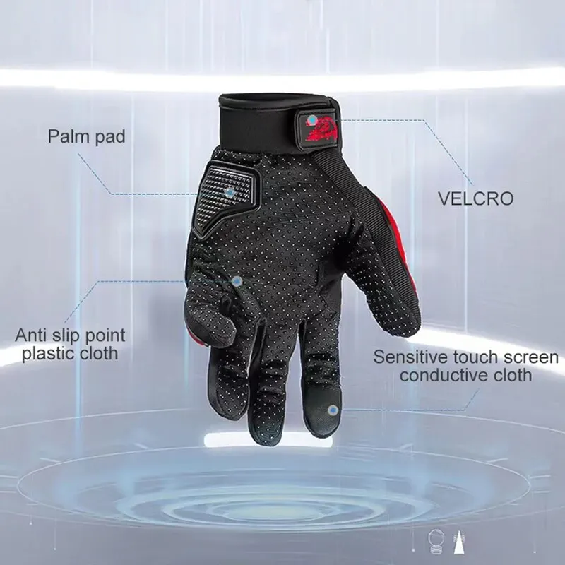 Premium Black Leather Motorcycle Racing Gloves for Men - All-Season Riding Gear