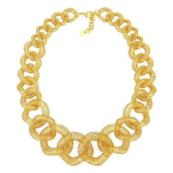 IVOG Multi ring Hollow Chain Design Necklace For Women Gold Color Necklaces Brass Collar Fashion Jewelry 1