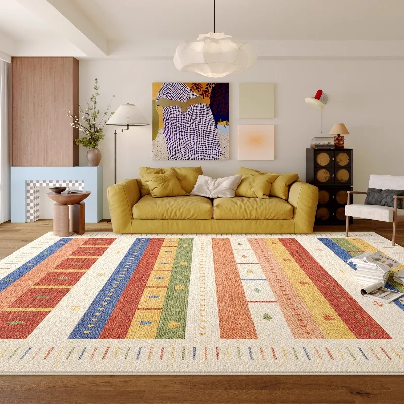 Modern Living Room Carpet Bohemian Geometric Stripe Creative Art Design Bedroom Rug Home Decoration Soft Coffee Table Mats Tapis