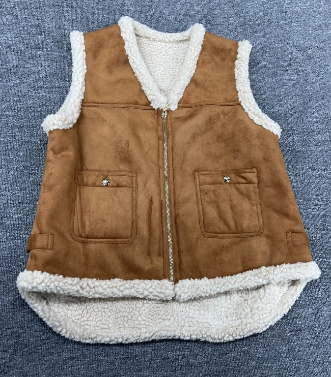 

JJ-0546 new autumn and winter high-definition super beautiful brown fur one-piece vest