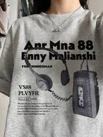 Retro American 00% Cotton Light ey ort Sve Women's T-irt Loose Summer Small Design Sense f Sve Top Ins