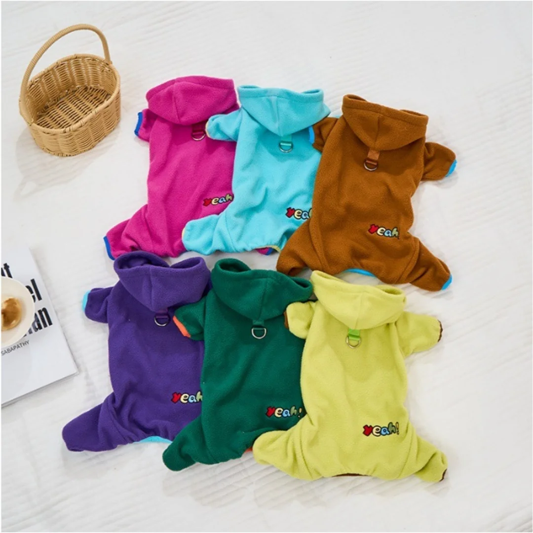 Cozy Winter Jumpsuit for Dogs & Cats, Warm Fleece Plush Full Body Onesie with Hood, Cute Pet Clothing Cozy Winter Jumpsuit for Dogs & Cats, Warm Fleece Plush Full Body Onesie with Hood, Cute Pet Clothing