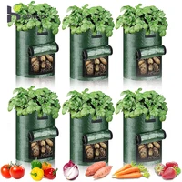 Garden Grow Bags 3/5/7/10 Gallon Plant Growing Bags PE Vegetable Planter Growing Bag DIY Fabric Grow Pot Potato Onion Bag 1