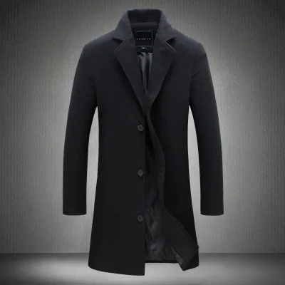 Woolen coat for foreign trade, autumn and winter, new men's fashion, Korean version, slim fit, medium length windbreaker,