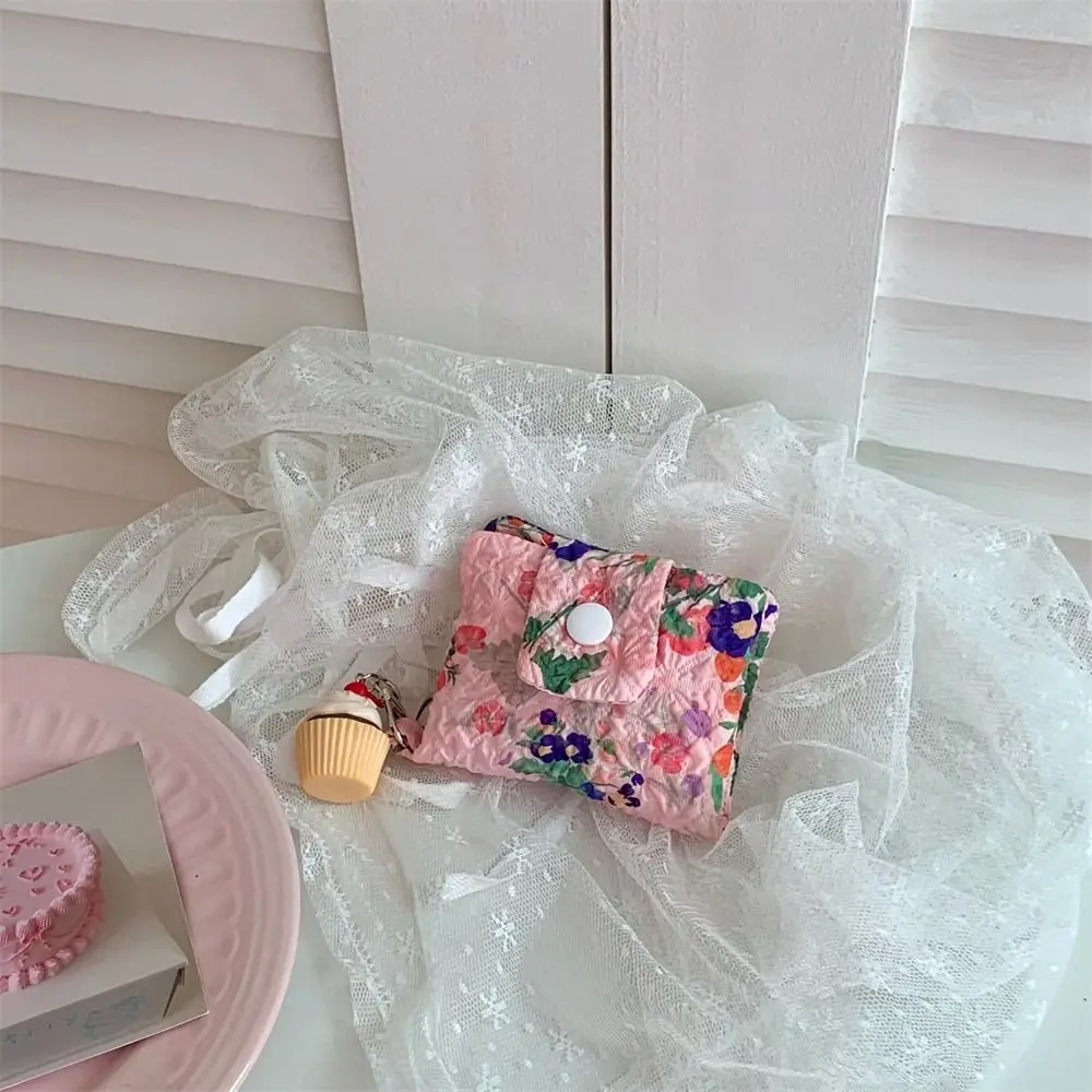 Women Girls Floral Cloth Mini Wallets Cartoon Coin Purses Card Holder Money Bag Zipper Change Pouch Storage Bag