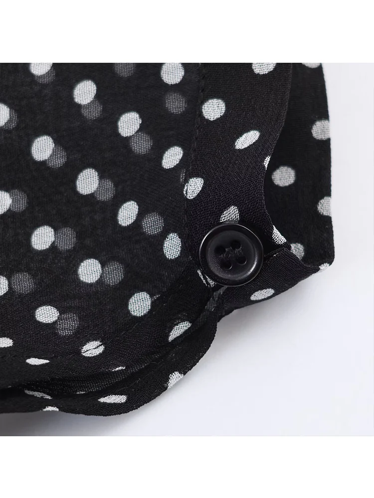 Women's Elegant Polka Dot Shirt With Bow Tie Casual Loose Long Sleeve Comfortable Fashion Blouse Spring Summer New Lady Clothes