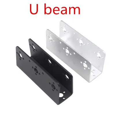 Фото Черная деталь для робота, аксессуар, кронштейн сервопривода U Beam для стандартного сервопривода, кронштейн подшипника рулевого управления, запчасти «сделай сам» №2