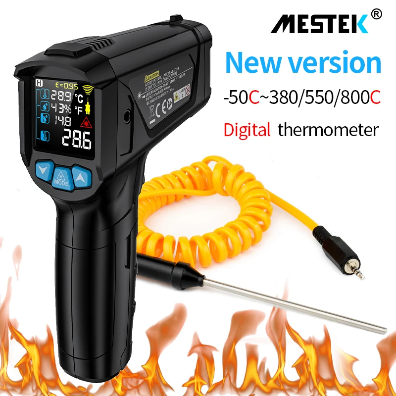Infrared Thermometer Digital Infrared Thermometer Laser Temperature Meter Non-contact Pyrometer Thermal Imager Hygrometer Color LCD Light Alarm