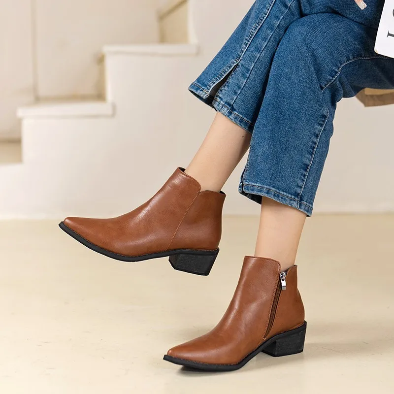 Fashion women's boots chaussure women autumn shoes woman zapatos mujer sapato girls ankle boots square chunky low heels booties