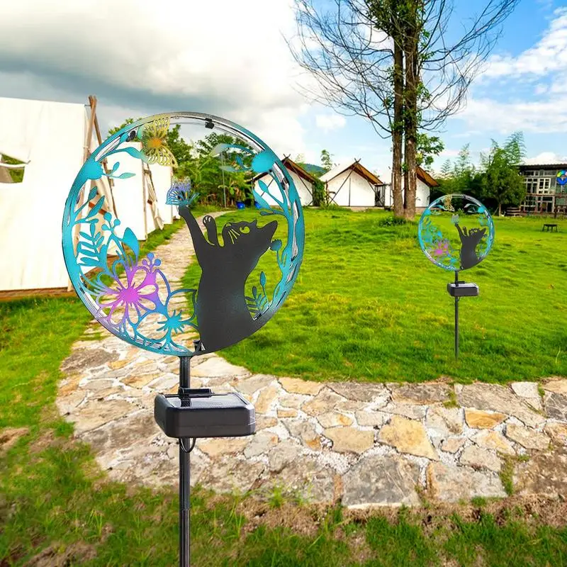 

Садовые фонари на солнечной батарее, наружные водонепроницаемые наружные светильники в виде кошки и бабочки, уличное садовое украшение, Солнечная дорожка