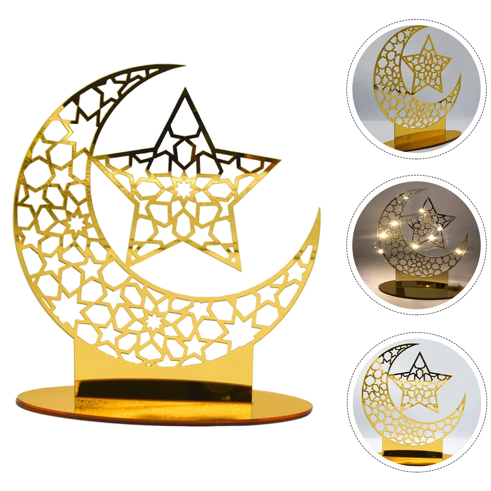 

Household Set up Decor Ramadan Mubarak Moon and Star Adorn Acrylic Eid Decorations for Party