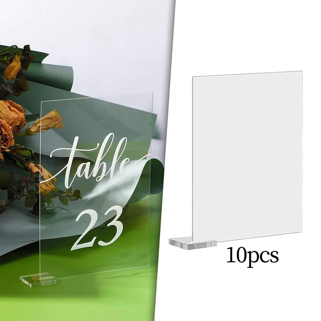 Cartes de table de mariage vierges en acrylique transparent bricolage avec  support de base, plaque de place ronde, cartes de siège, support pour fête  de mariage, 10 pièces - AliExpress