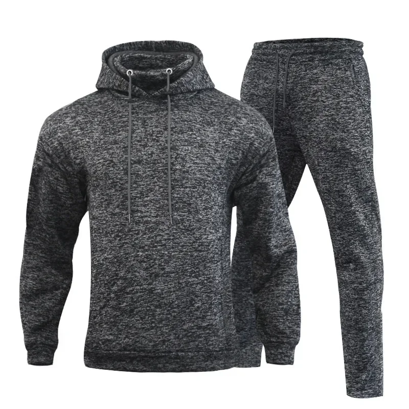 Men High Quality Sweater Hooded Tops + Pants Two Piece Suit Tracksuit Casual Sweatpant Man Sets